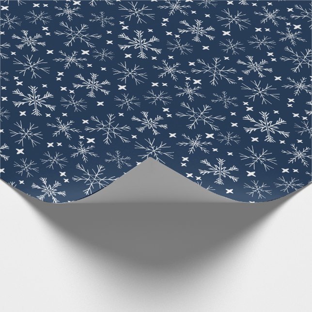 Papel De Presente Marinho de floco de neve azul (Ponta)