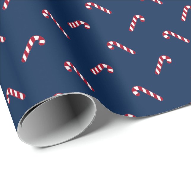 Papel De Presente Marinho de Natal azul doce doce vermelho (Ponta do rolo)