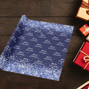 Papel De Presente Marinho de Natal, confete azul elegante