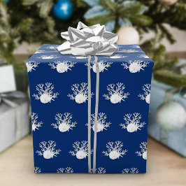Papel De Presente Marinho de Natal costeiro Dólar Azul