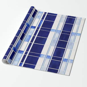 Papel De Presente Marinho de Verão Blue Boat Modern Strips Coleção