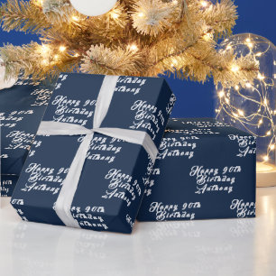 Papel De Presente Marinho Festa de aniversário Nome 90 Padrão Modern