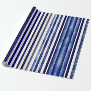 Papel De Presente Marinho Moderno Summer Blue Boat Strips Coleção