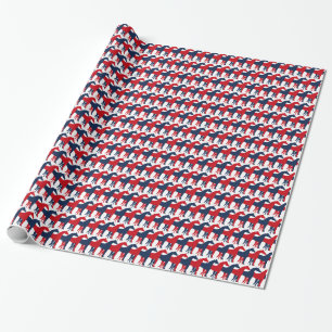 Papel De Presente Marinho náutico, azul, vermelho e cavalo branco