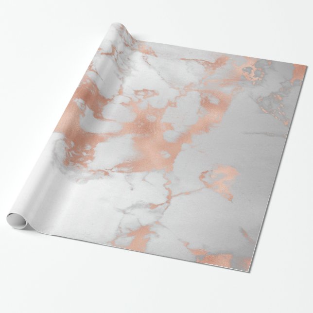 Papel De Presente Mármaco Cor-de-rosa branco brilhante (Desenrolado)