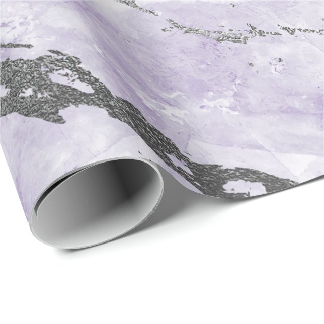 Papel De Presente Mármaco de Cinzas de Prata Branca de Ametist Roxo  (Ponta do rolo)