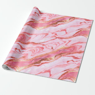 Papel De Presente Mármaco de folha rosa e ouro