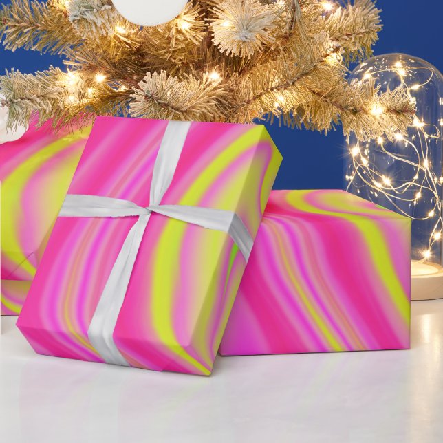Papel De Presente Mármore Amarelo e Rosa (Feriados)