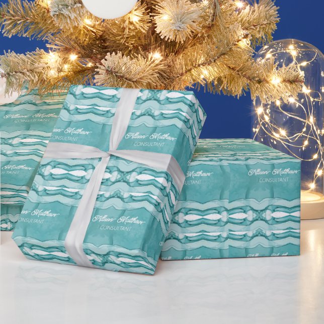 Papel De Presente Mármore Azul Claro Padrão Moderno Elegante (Feriados)