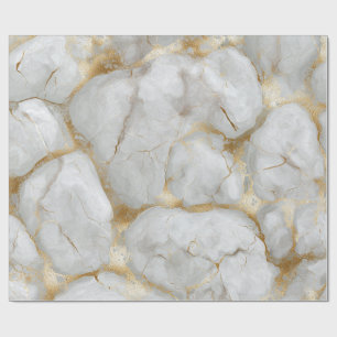 Papel De Presente Mármore Branco com Veias Douradas
