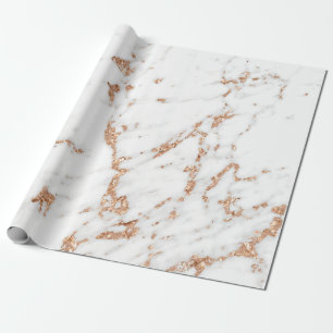 Papel De Presente Mármore Branco da Carrara rosa Dourada Glitter