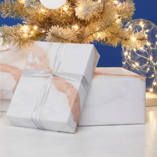 Papel De Presente Mármore Branco Elegante com Acentos de Veias Doura