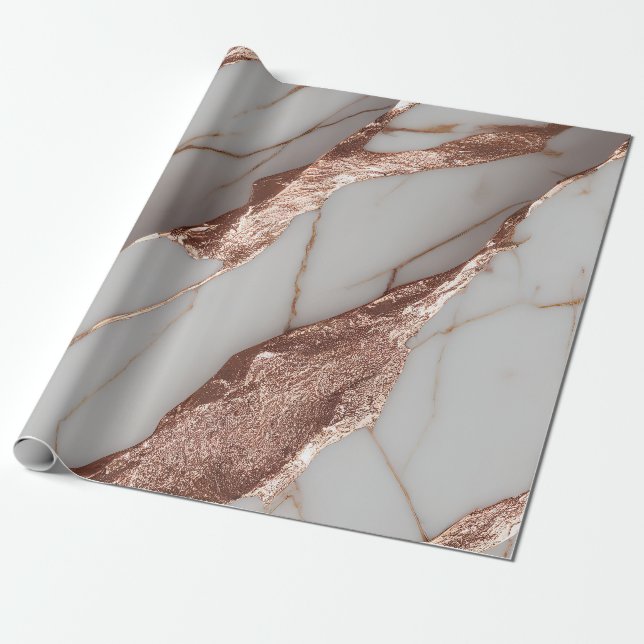 Papel De Presente Mármore Brilhante de Cobre na Moda (Desenrolado)
