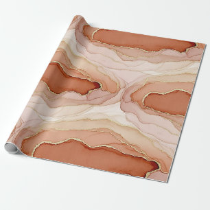 Papel De Presente Mármore de Argila Moderna Fluxo Abstrato Dourado