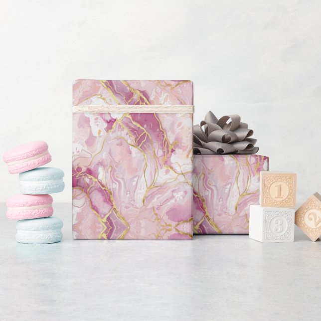 Papel De Presente Mármore de Quartzo Rosa Pálido (Chá de bebê)