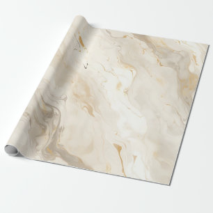 Papel De Presente Mármore Dourado Creme Pastel