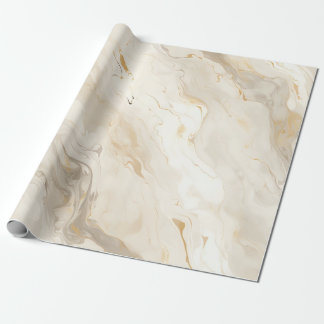 Papel De Presente Mármore Dourado Creme Pastel