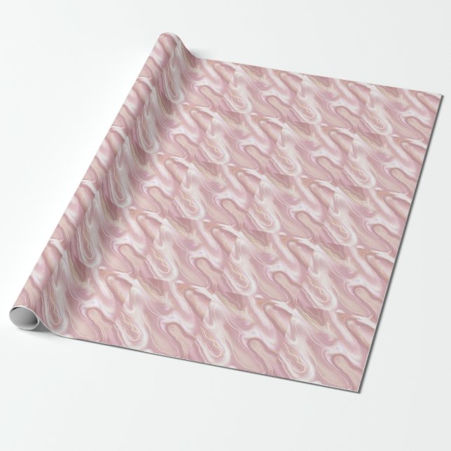 Papel De Presente Mármore elegante: textura de ouro rosa (Desenrolado)