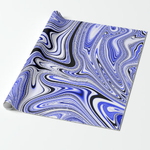 Papel De Presente Mármore Giratório Azul Tendência