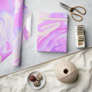 Papel De Presente Mármore Gradiente Iridescente Roxo e Rosa