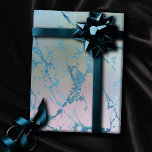Papel De Presente Mármore Iridescente | Trendy Faux Holo Blue Pink<br><div class="desc">Excelente para artesanato, embrulhamento de presentes e desacoplamento de móveis! Textura holográfica de iridescência com mudas luxuosas em forma de mármore em azul esbranquiçado metálico, verde-menta, rosa e lavanda em água púrpura. Este gradiente feminino pintado à mão adiciona a pop perfeita de cor. Da coleção "Modern Watercolor Marbles", esta design...</div>