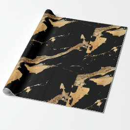 Papel De Presente Mármore Ouro Preto Padrão