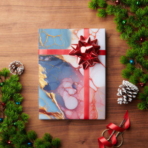 Papel De Presente Mármore Pastel com Elegância Dourada