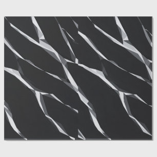 Papel De Presente Mármore Preto e Branco Moderno Fita Líquida Wrappi