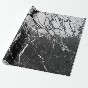 Papel De Presente Mármore Preto e Branco Moderno Glamour Festa da Mo