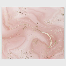 Papel De Presente Mármore Rosa Bege com Glitter Dourado Padrão Abstr