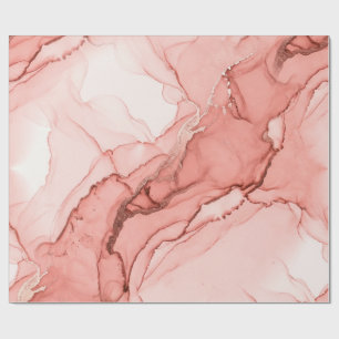 Papel De Presente Mármore Rosa Coral Elegante Dourado Rosa