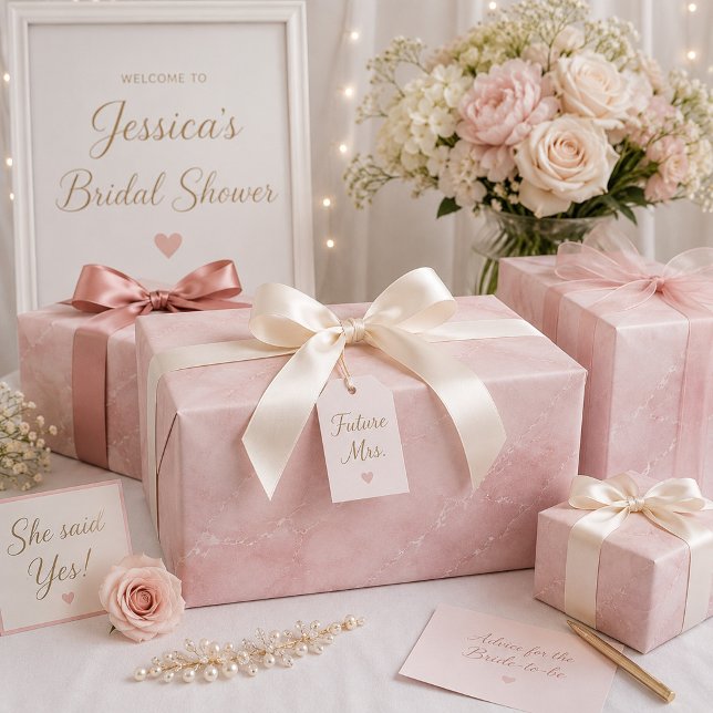 Papel De Presente Mármore Rosa Poeirento Elegante (Criador carregado)