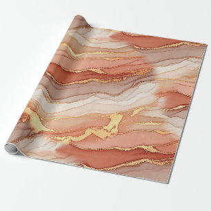 Papel De Presente Mármore Siena com Veias Douradas Luxo Artístico
