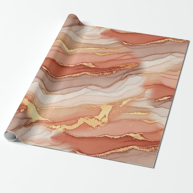 Papel De Presente Mármore Siena com Veias Douradas Luxo Artístico (Desenrolado)