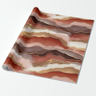 Papel De Presente Mármore Veia Dourada Terracota - Luxo Quente (7)