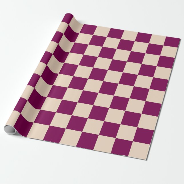 Papel De Presente Maroon and beige checkerboard pattern (Desenrolado)