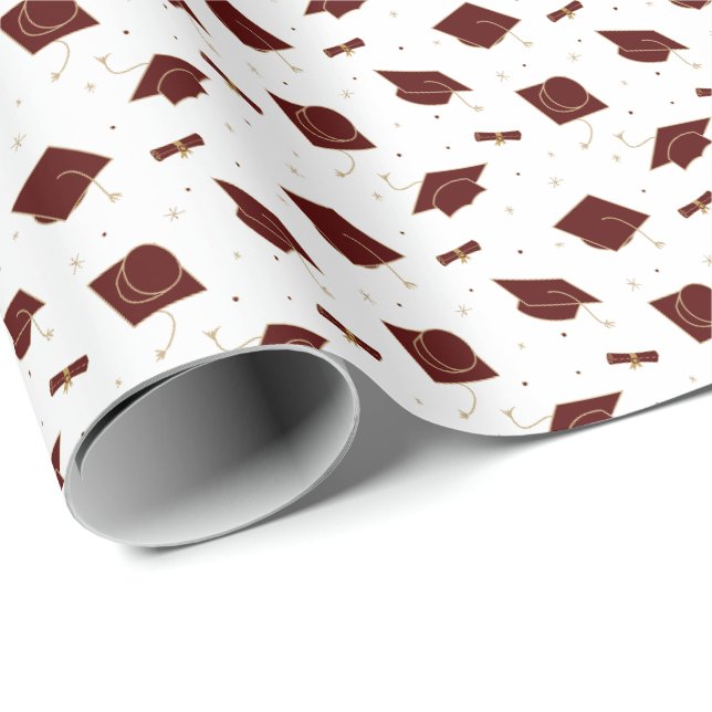Papel De Presente Maroon Boné de formatura Toss (Ponta do rolo)