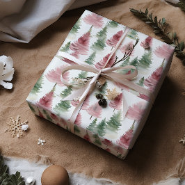 Papel De Presente Maroon e Árvore Verde Escura