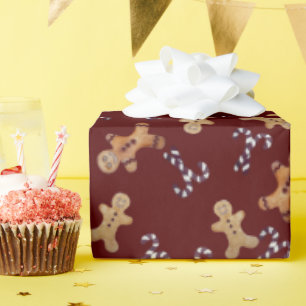 Papel De Presente Maroon Gingerbird masculinos e doces Canina Mola d