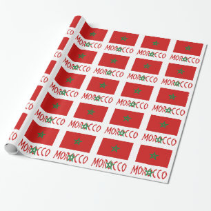 Papel De Presente Marrocos Bandeira Marroquina Preta Personalização 