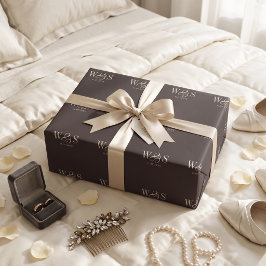 Papel De Presente Marrom Chocolate Escuro iniciais casais de noivos