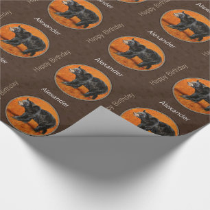 Papel De Presente Marrom do Outono do Urso Negro