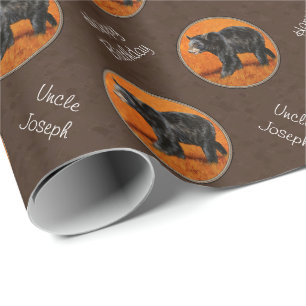 Papel De Presente Marrom do Outono do Urso Negro