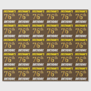 Papel De Presente Marrom, Dourado Falso/Imitação, "76º ANIVERSÁRIO"