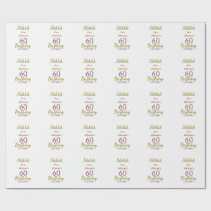 Papel De Presente Marrom dourado shhhh 60º aniversário nome simples