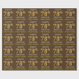 Papel De Presente Marrom, Falso Ouro "FELIZ ANIVERSÁRIO DE 78 ANOS"