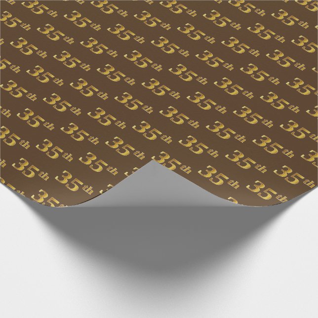 Papel De Presente Marrom, Faux Dourado 35º (Trinta e Cinco) Evento (Ponta)