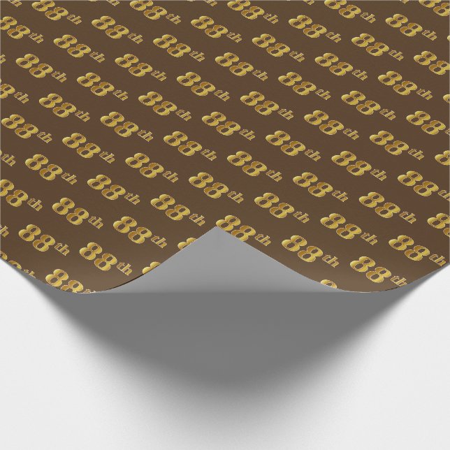 Papel De Presente Marrom, Faux Dourado 88º (oitenta e oitava) Evento (Ponta)