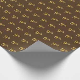 Papel De Presente Marrom, Faux Dourado 9º (Nono) Evento