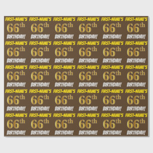 Papel De Presente Marrom, Ouro Falso/Imitação, "ANIVERSÁRIO DE 66 AN